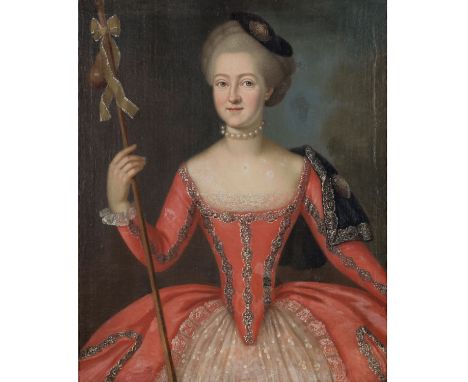 DEUTSCHER MALER DES XVIII JAHRHUNDERTS "Portrait einer eleganten Dame" Öl auf Leinwand, Leinwand aufgezogen,  HxB: 83/66 cm. 