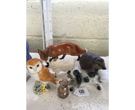 Six various china animal models including Beswick and Poole.