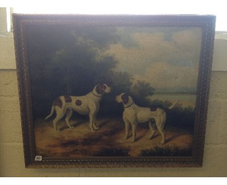 Henry Roland: Framed oil on canvas; Two Hunting Dogs by Lake.