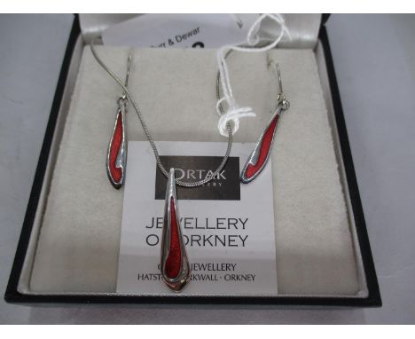 Ortak Silver and Enamel Necklace and Earring Set 