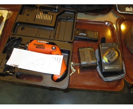 B &amp; D Electric Screwdriver, Walkman, Dictaphone and a Money Bank of Coins 