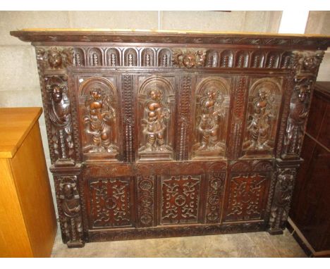 Antique Style Carved Oak Panel, 147x125cm 
