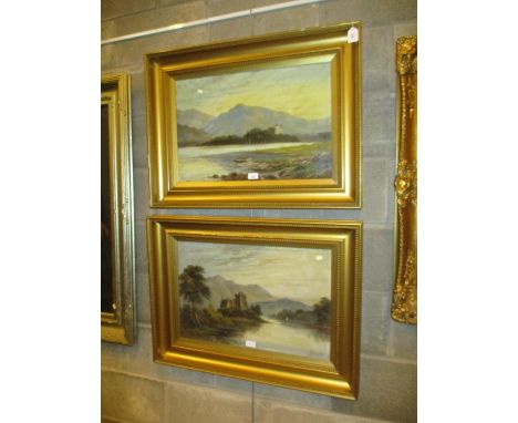 R. Marshall, Pair of Oil Paintings, Lochs &amp; Castles, each 35x59cm 