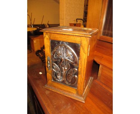 Art Nouveau Copper Panel Smokers Cabinet 