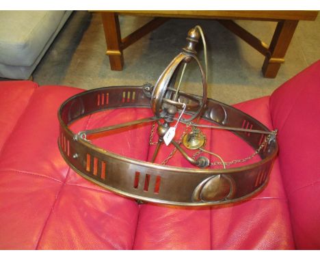 Arts &amp; Crafts Oxidised Copper Pendant Light 