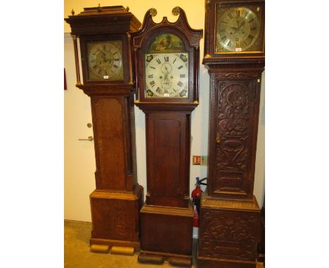 Young Dundee Painted Dial 8 Day Oak Longcase Clock 