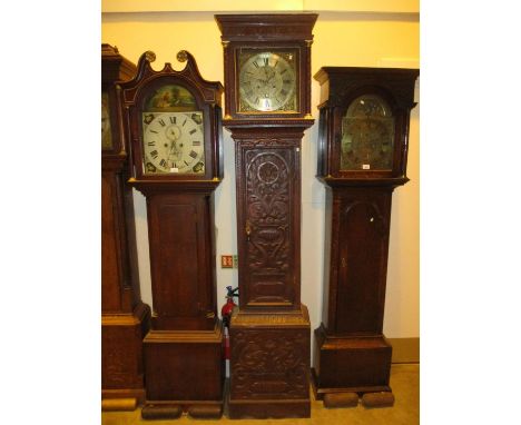 John Bond Peterborough Brass Dial 8 Day Carved Oak Longcase Clock 