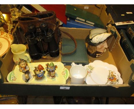 Ross Binoculars, Cased Tea Knives, Royal Doulton Aramis Jug, 3 Hummel Figures etc 
