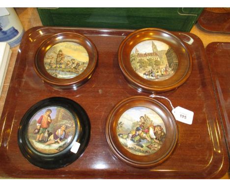 Four Prattware Pot Lids 