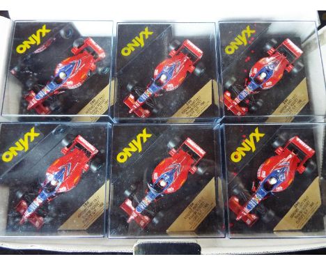 Onyx - 24 diecast model F1 racing cars with driver figures in square rigid transparent cases, mint 