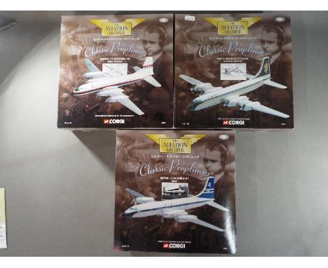 Corgi - Three limited edition 1:144 scale diecast model aeroplanes from the Corgi Aviation Archive Classic Propliners collect