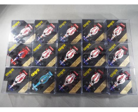 Onyx - Fifteen diecast model cars from the Onyx F1 collection. Lot includes #286 Arrows Hart FA17; #243 Pacific Ford PR02 and