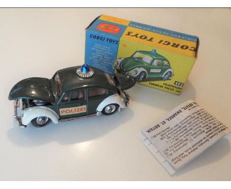 Corgi - a diecast model Volkswagen, European Police Car # 492 ex+ to nm in ex original picture box with Corgi Club leaflet