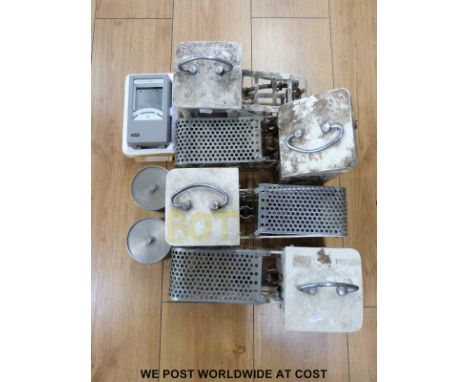 Four Casella hygrographs and thermographs, two Gluck Barograph or similar cylinders and a thermoscript recorder