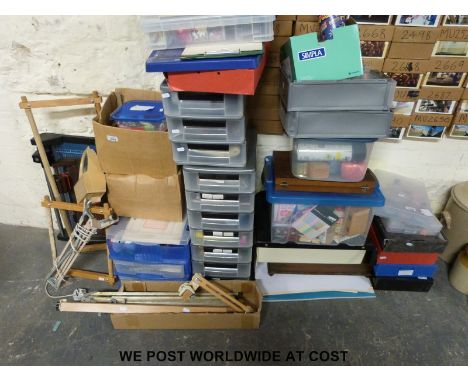 A huge quantity of craft-related material including decoupage, embroidery, pens, pencils, paints, card, paper etc