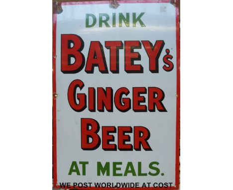 A Batey's Ginger Beer enamel sign (76cm x 51cm)
