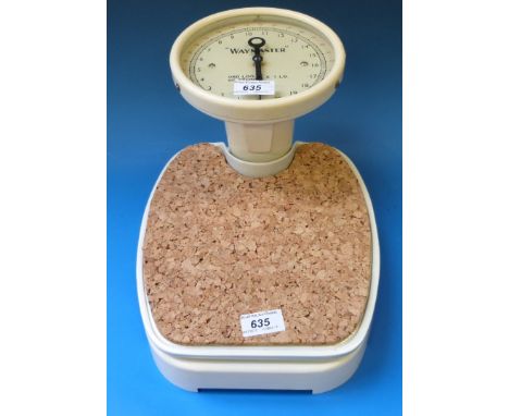 A set of Waymaster person weighing scales with circular dial. 