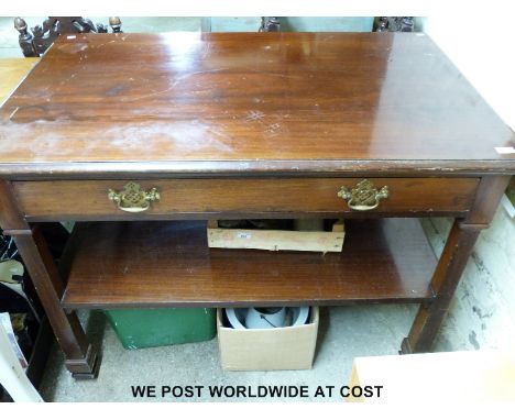 A mahogany buffet table with single drawer and shelf below (L122 x D76 x H87cm) 