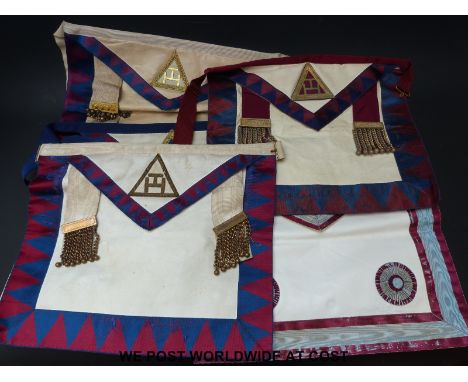 A Knight's Templar gown and cloak together with a collection of Masonic aprons from lodges in London and Surrey