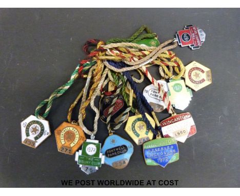 A quantity of enamel horse racing members badges, circa 1960s and 70s including Fontwell Park and Wincanton
