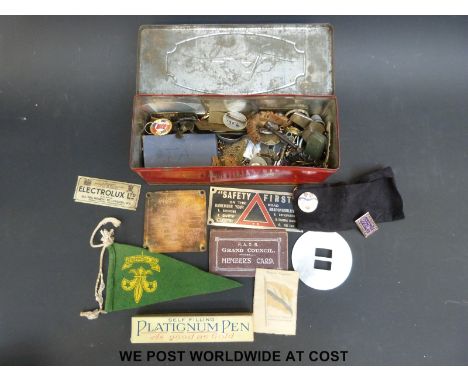 A quantity of badges, information plates etc to include circa 1920 Rolls Royce Eagle Aero engine and various other manufactur