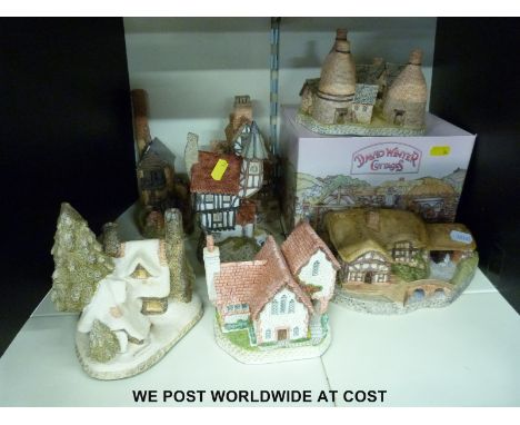 Seven large David Winter cottages including Cornish Engine House, Squires Hall, Mill House etc includes a boxed The Bottle Ki