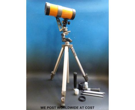 A catadioptic reflextor telescope F600mm on Kenlock tripod base together with three table mounting legs and various sighting 