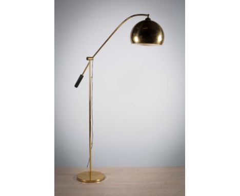 A BRASS ARC LAMP, ITALIAN, 185cm high (adjustable)
