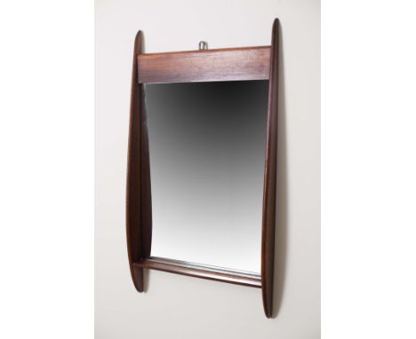 A DANISH ROSEWOOD WALL MIRROR, 1960s, with shelf, 89cm (h) x 48cm (w)
