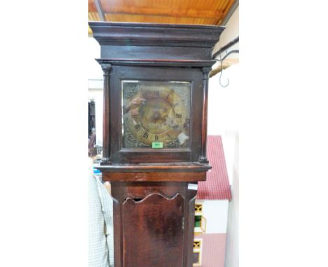 An 18th century oak longcase clock with 30 hour movement and 10'' brass engraved dial signed N. Voyce & M. Dean. 78'' high