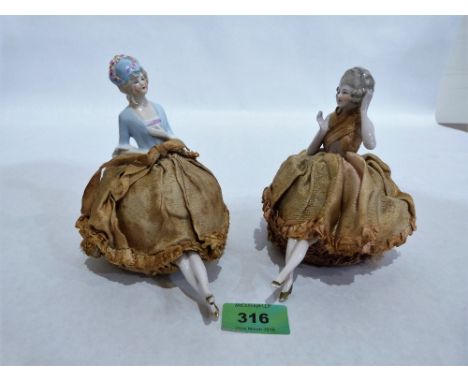 Two early 20th century pin cushion dolls. German