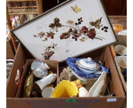 A ceramic tray, other ceramics and metalware