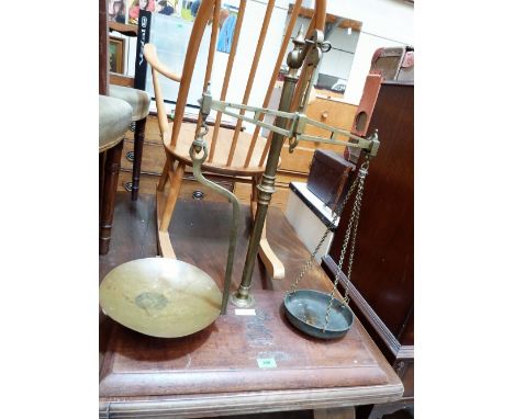 A set of 19th century brass scales by Young, Son & Marlow, Kew Bridge, London. 25½'' high