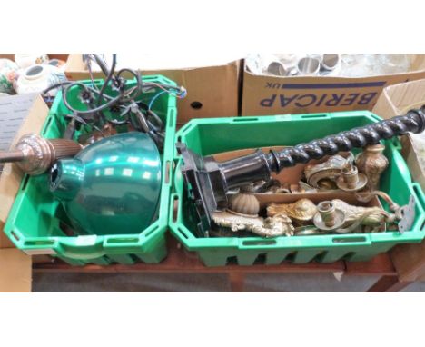 A collection of lamp parts