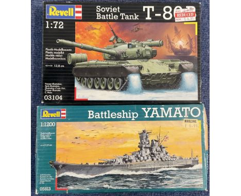 Battleship Yamoto &amp; Soviet Battle Tank T 80B Plastic Model Kits (Scale 1:1200 &amp; 1:72) by Revell both are unopened &am