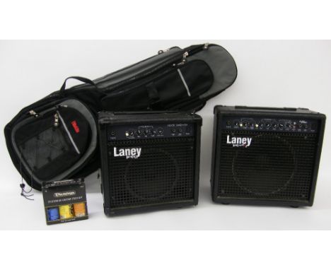 Laney HCM15B guitar amplifier; together with a Laney MXD30 guitar amplifier, also a Flitelite gig bag and a Dunlop System 65 