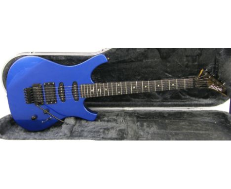 Larrivee RS-4 electric guitar, made in Canada, circa 1983, metallic blue finish with imperfections including light surface bl