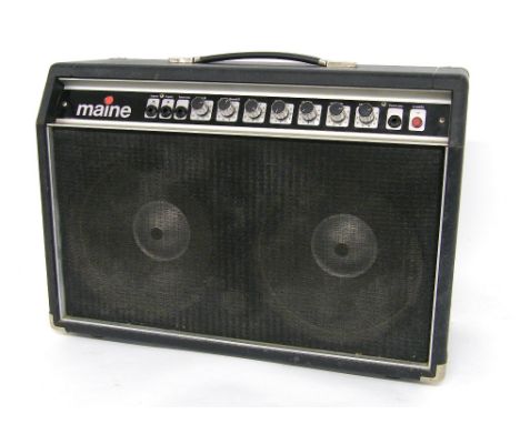 Maine Model 808 twin speaker guitar amplifier, made in England, ser. no. 8439, genuine spring reverb, two foot switches for r