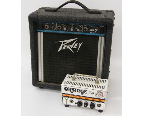 Orange Micro Terror 20 watt guitar amplifier head; together with a Peavey Solo portable battery powered amplifier (2)