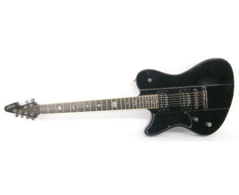 Perry Bamonte - 2003 Schecter Diamond Series Ultra-X left-handed baritone electric guitar, black finishe with imperfections i