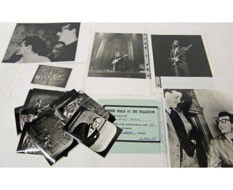 Album containing various Buddy Holly photographs, including Buddy Holly at The Palladium, London 1958, limited edition set of