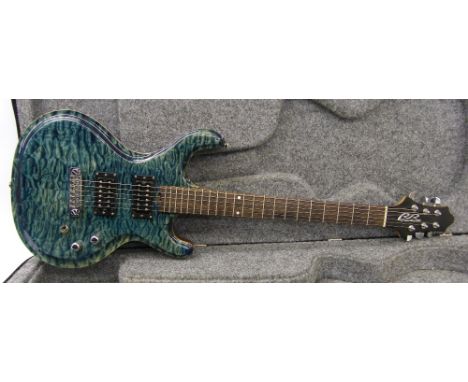 Gadow Guitars Custom Double electric guitar, made in USA, ser. no. 6xxxxx0, scalloped top with quilted blue finish, dinks and