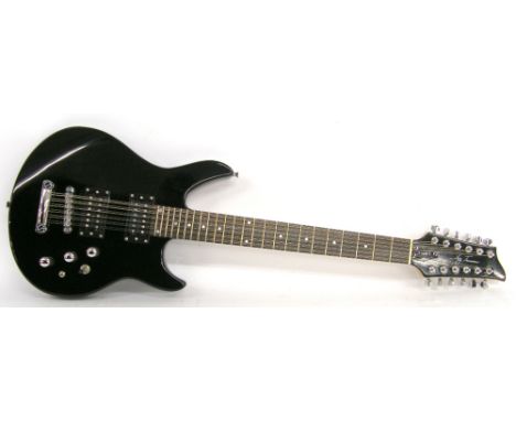 Jay Turner JT-Hawk12 twelve string electric guitar, black finish with light surface scratches, electrics in working order, co