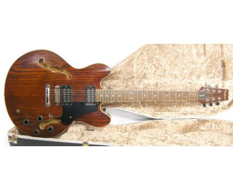 1980s Westone Rainbow I hollow body electric guitar, ser. no. 1xxxx5, walnut finish with some minor lacquer blemishes and lig