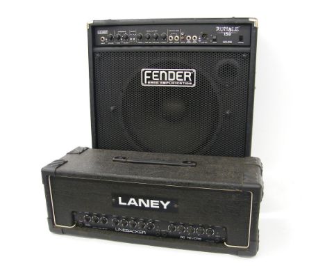 Fender Rumble 150 bass amplifier; together with Laney Linebacker 50 reverb guitar amplifier head (2)