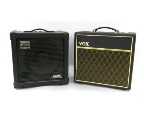 Roland Cube 30 bass amplifier; together with a Vox Pathfinder 15R amplifier (2)