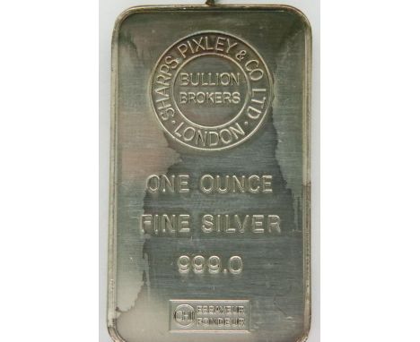One ounce fine silver bar. P&amp;P Group 1 (£14+VAT for the first lot and £1+VAT for subsequent lots) 