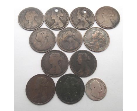 Collection of bun head halfpennies with a William IV sixpence (12). P&amp;P Group 1 (£14+VAT for the first lot and £1+VAT for