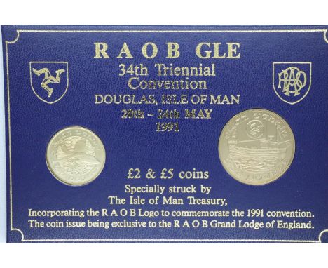 Rare 1991 Isle of Man two coin set. P&amp;P Group 1 (£14+VAT for the first lot and £1+VAT for subsequent lots) 