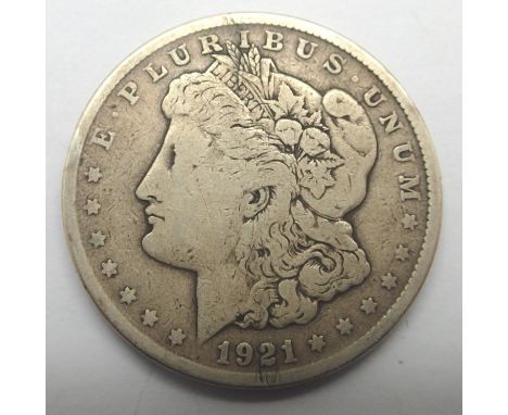 1921 American silver Morgan dollar. P&amp;P Group 1 (£14+VAT for the first lot and £1+VAT for subsequent lots) 